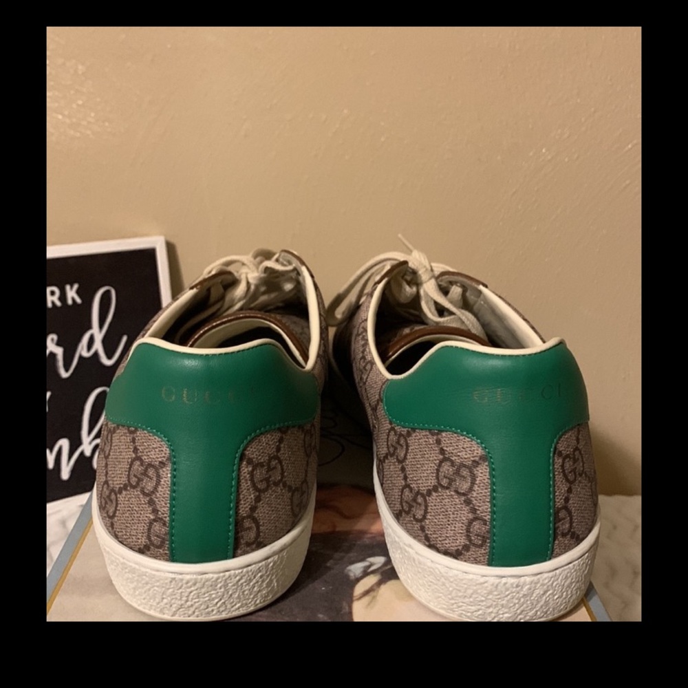 Gucci Ace size 11 sneakers green trim - Picture 7 of 10